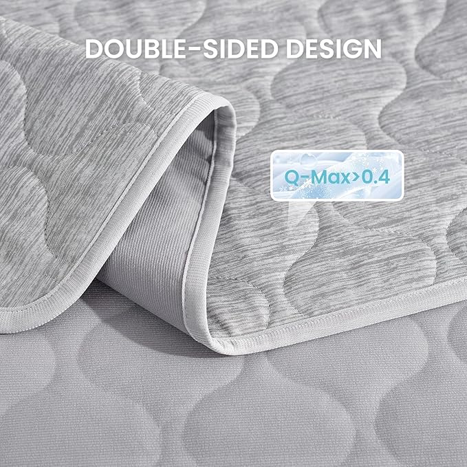 Cozy Bliss Leakproof Cooling Blanket for Large Dogs – Q-Max>0.4, Durable & Washable Dog Cooling Mat for Hot Weather, Soft Pet Throw & Couch Protector for Multiple Pets 60x80 Inch, Heather Silver Grey