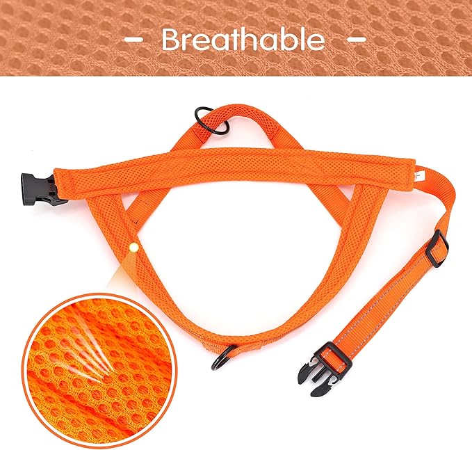 Didog No Pull Dog Harness with Soft Mesh Padded,Reflective & Quick Fit Light Weight Dog Strap Vest Harness,Easy for Walking Training (S:Chest 18-22", Orange)