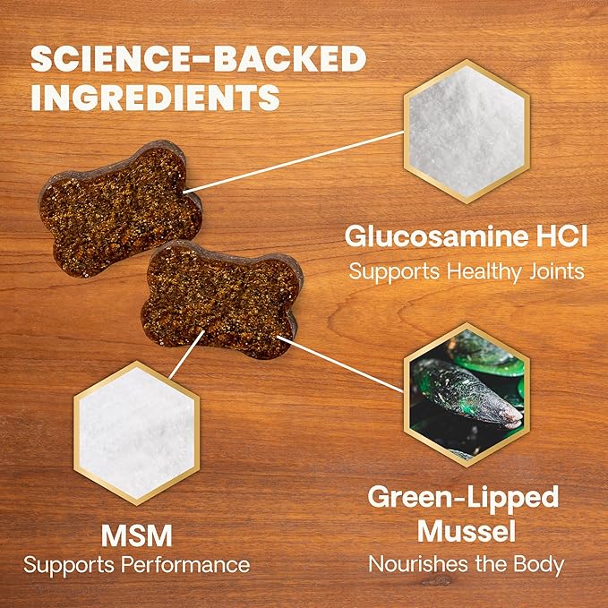 VetriScience Glycoflex 3 Clinically Proven Hip and Joint Support Supplement for Small Dogs - Maximum Strength Dog Supplement with Glucosamine, MSM, Green Lipped Mussel & DMG - 60 Chews,Chicken Flavor