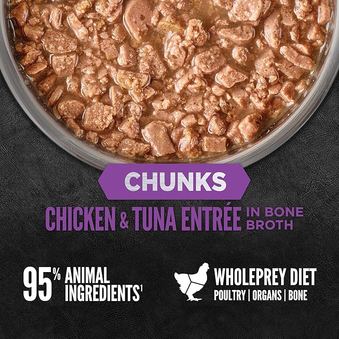 ORIJEN Chunks & Shreds Wet Cat FoodChicken and Tuna Kitten Entrée 5.5oz Cans (6 Count)