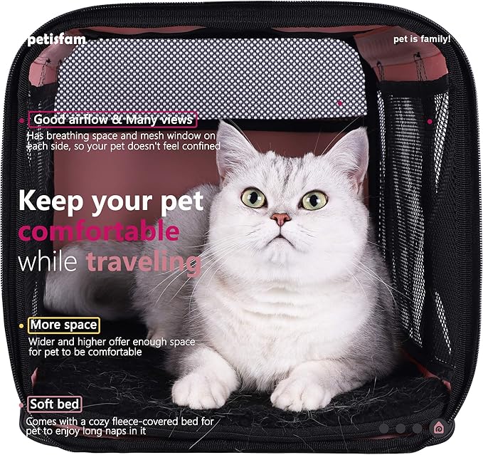 Easy Top Load Large Cat Carrier for Large and Medium Cats, Small Dogs. Easy to get cat in, Carry, Storage, Clean and Escape Proof, Pink
