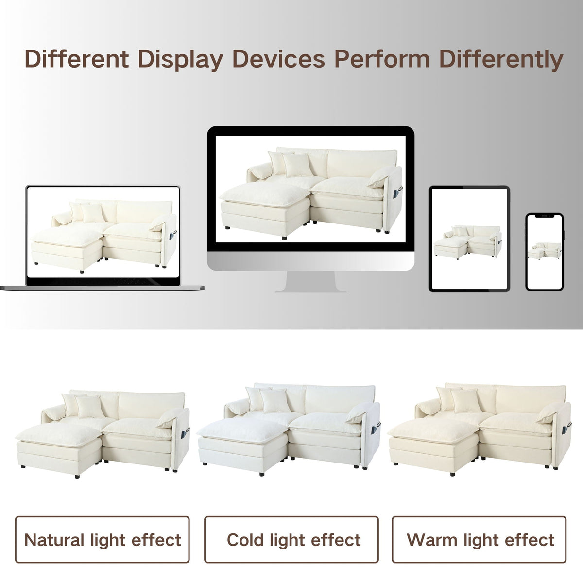 Modern Comfy Deep Seat Modular Sectional Sofa Cloud Couch With Ottoman
