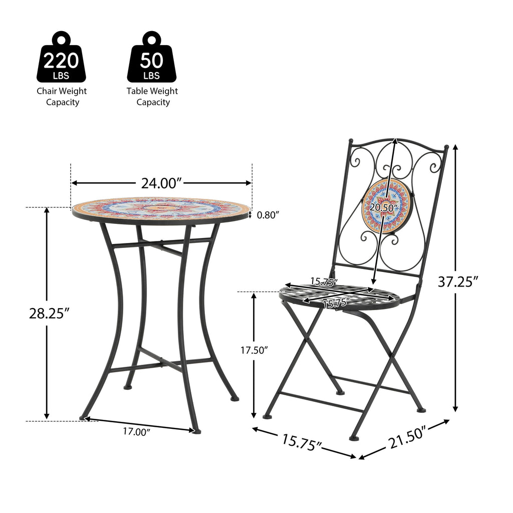 Lambert Outdoor Chat Set - Black / Red