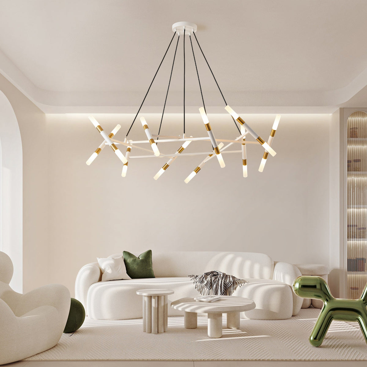 41" White & Golden Modern Chandelier Light Fixture