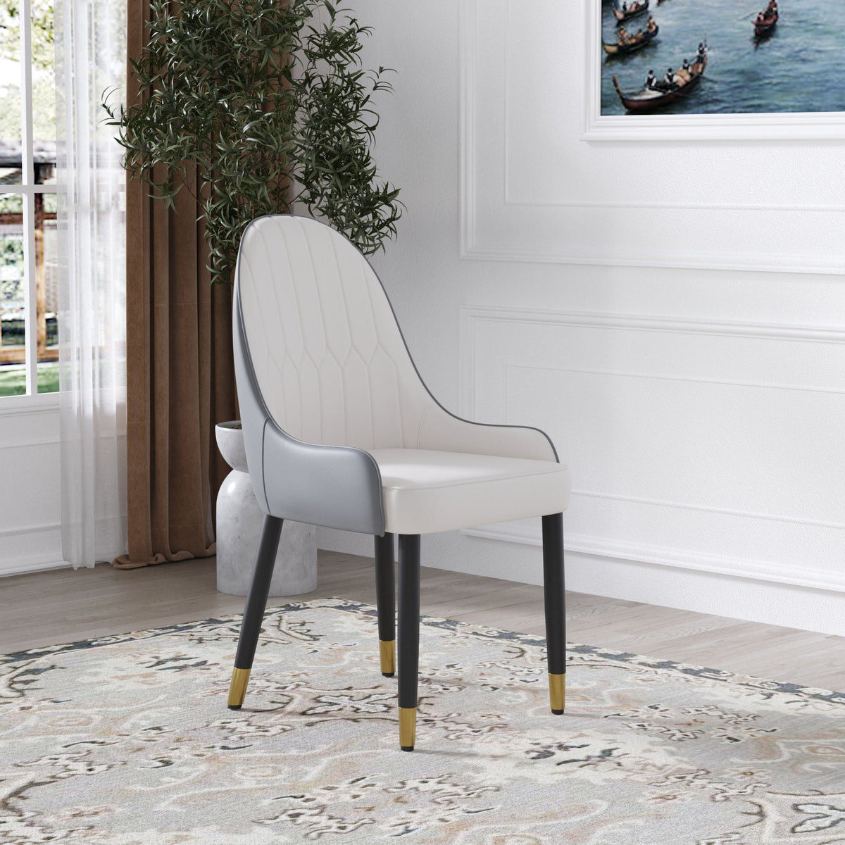 Modern Sponge-Filled Dining Chair, Solid Wood Metal Legs, Suitable For Restaurants, Living Rooms And Rooms (Set of 2)