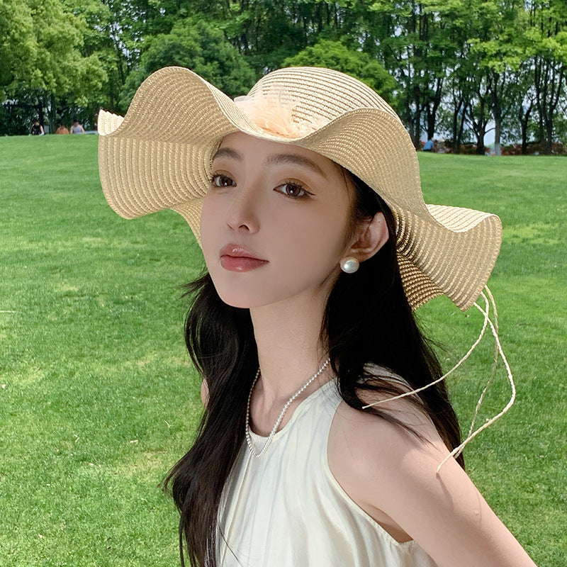 Sun-proof Bow Seaside Vacation Beach Large Straw Hat
