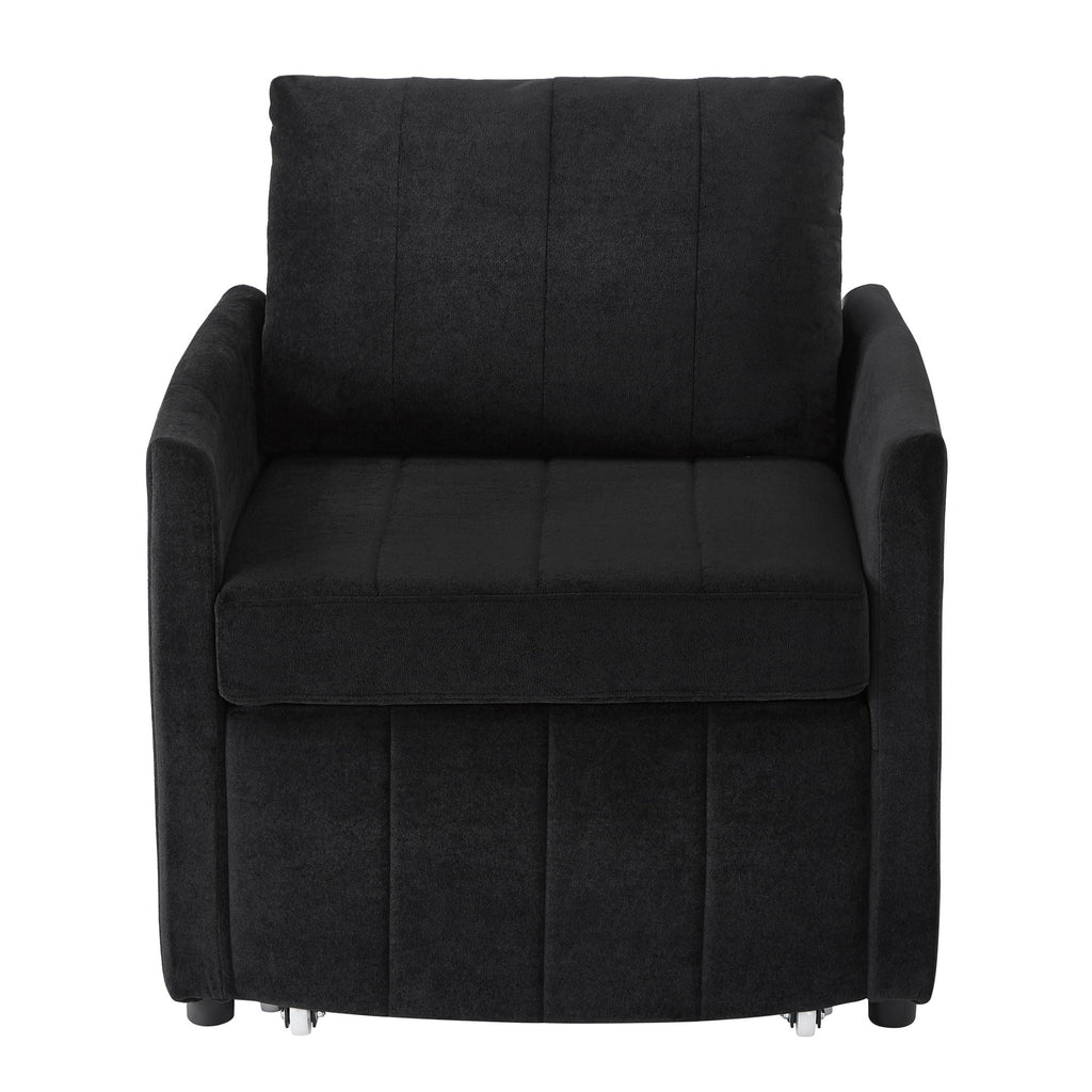 Upholstered Convertible Sleeper Sofa With 5 Position Backrest, Side Pockets, Storage