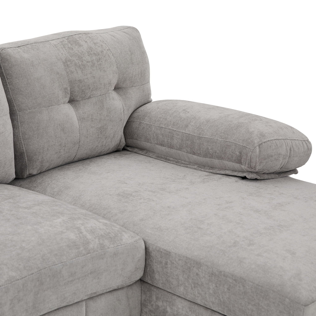 U-Shaped Sectional Sofa 103.5" Fabric Couch With Dual Chaise Lounges, Storage Pockets, Armrest Pillows