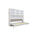 Mordern Design Twin Size Horizontal Murphy Bed With Shelf Storage For Bedroom Or Guestroom Wall Bed Space Saving Hidden Bed With New Style Gas Struts - White