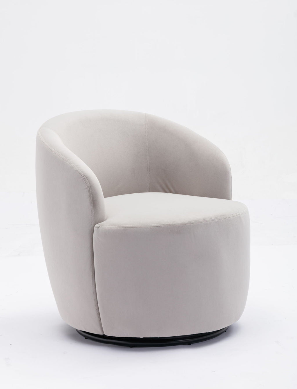 Swivel Accent Armchair Barrel Chair With Powder Coating Metal Ring