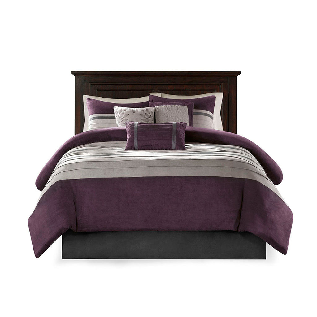 7 Piece Purple Faux Suede Comforter Set Full