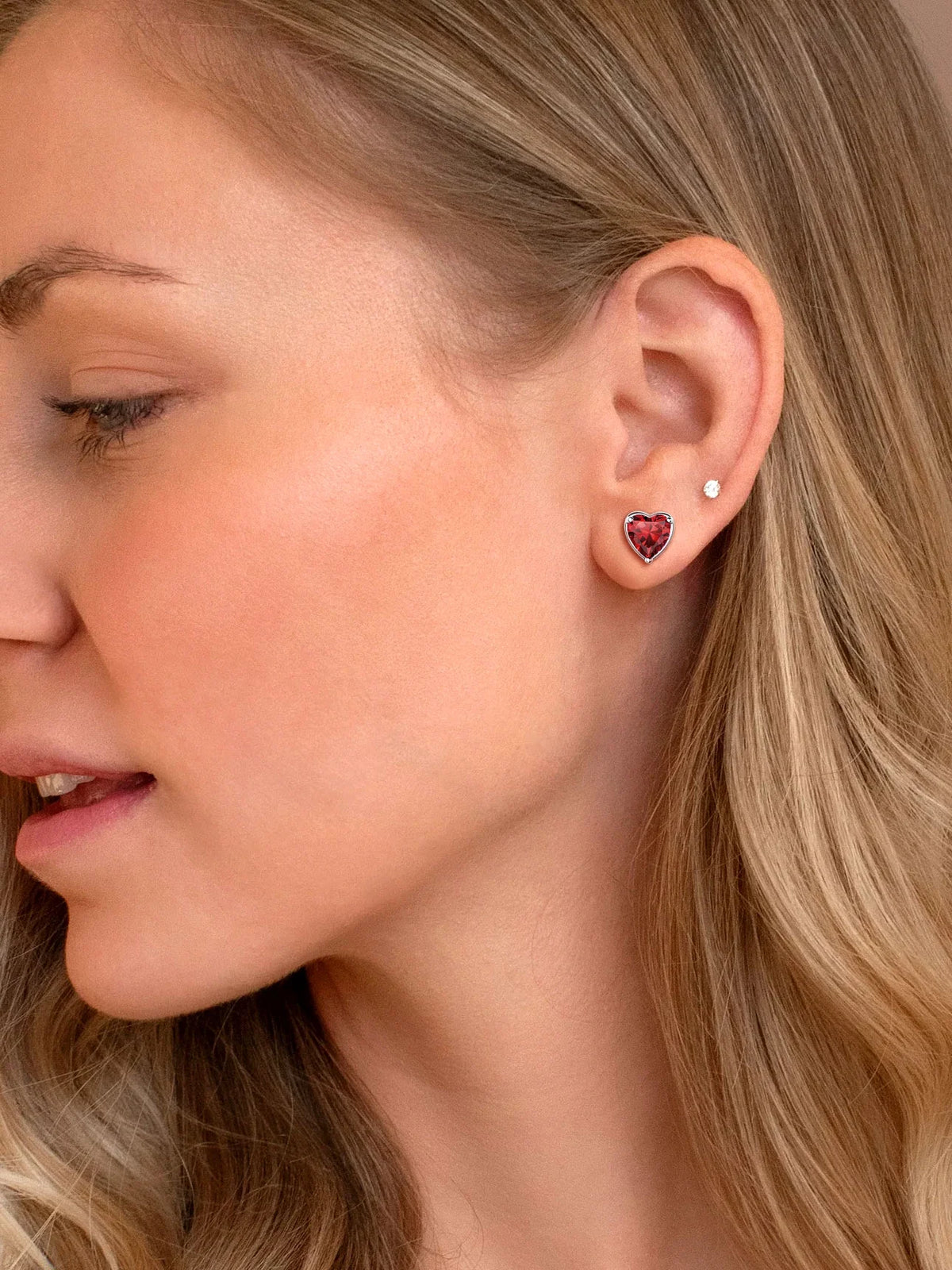 Silver Earrings for Women 925 Sterling Silver Heart Birthstone Stud Earrings Birthday Jewelry Gift