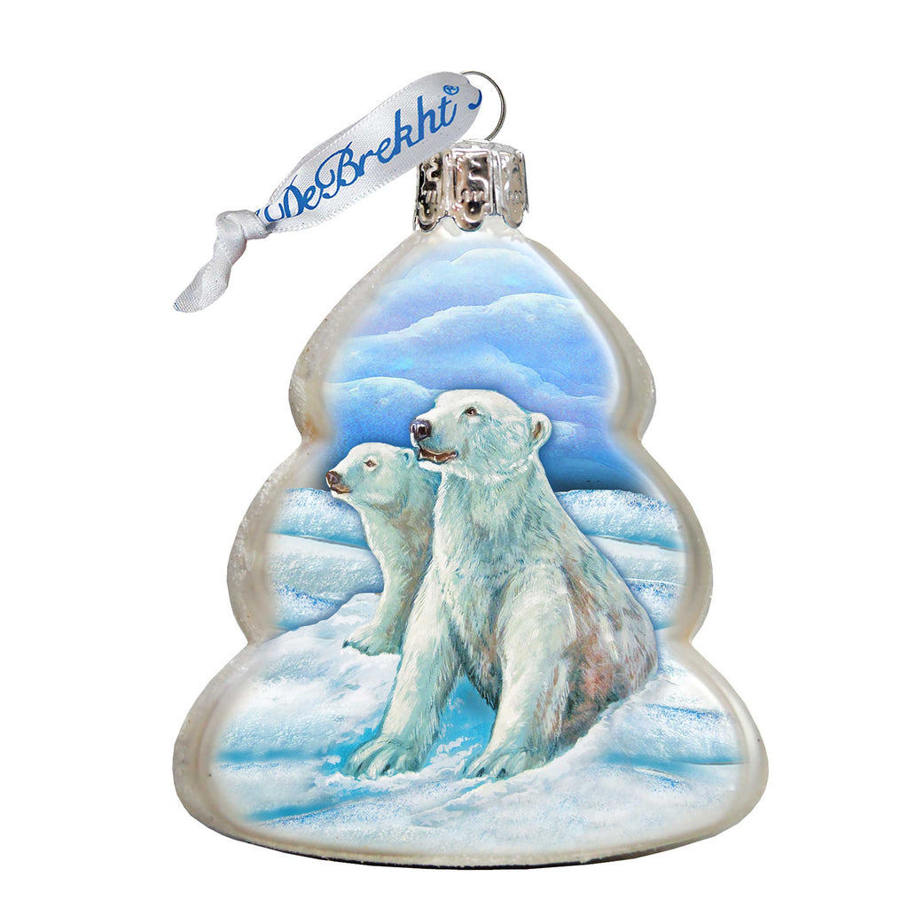 Polar Bears Family Mercury Glass Ornament by G. DeBrekht - Wildlife Holiday Decor - 771045