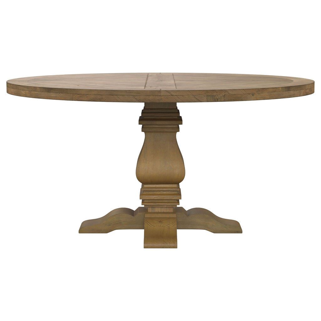 Crux - 5 Piece Round Dining Table Set With Upholstered Chairs - Honey