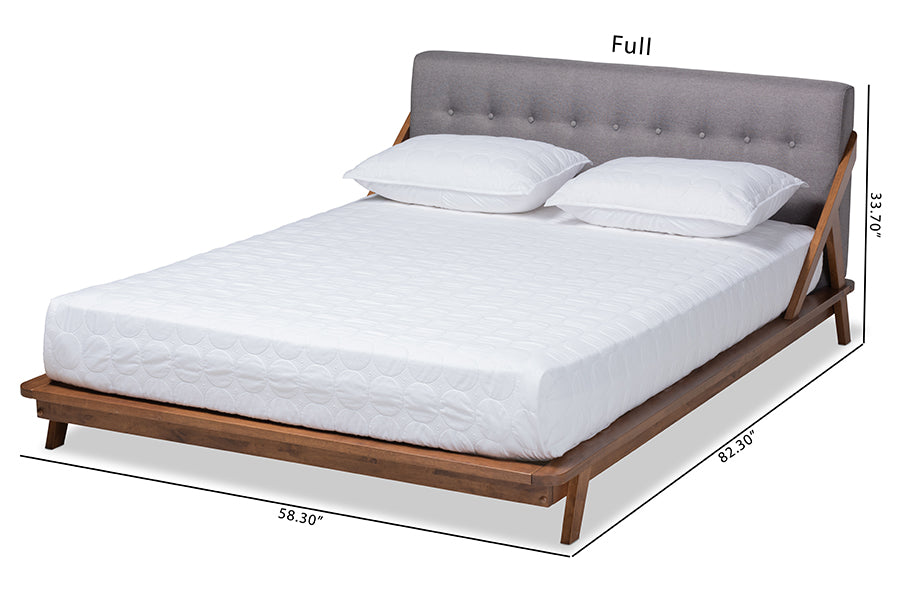 Baxton Studio Sante Mid-Century Modern Grey Fabric Upholstered Wood Full Size Platform Bed
