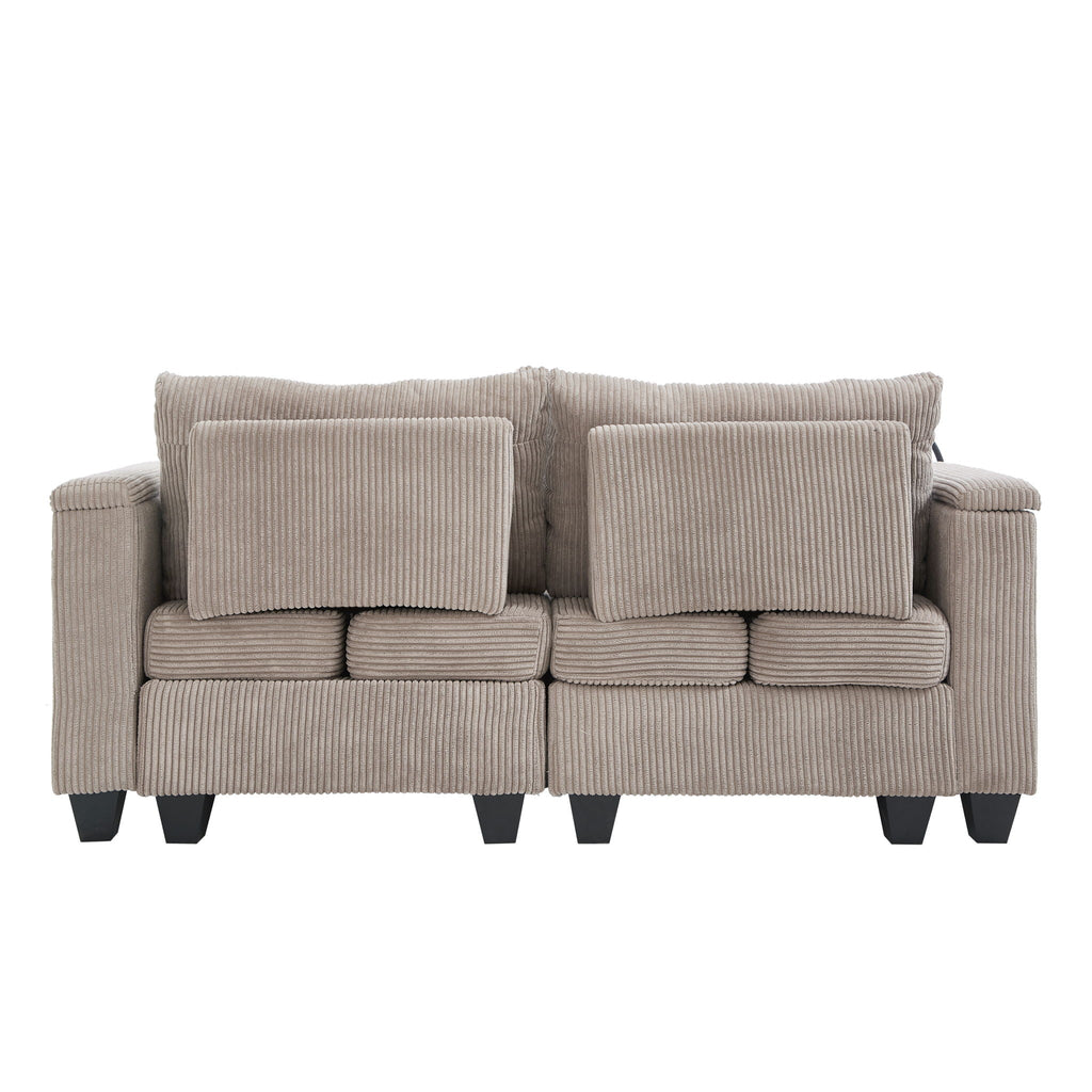 Convertible Chaise Lounge Sofa Chair With USB Ports, Cup Holders, Phone Holder And Storage