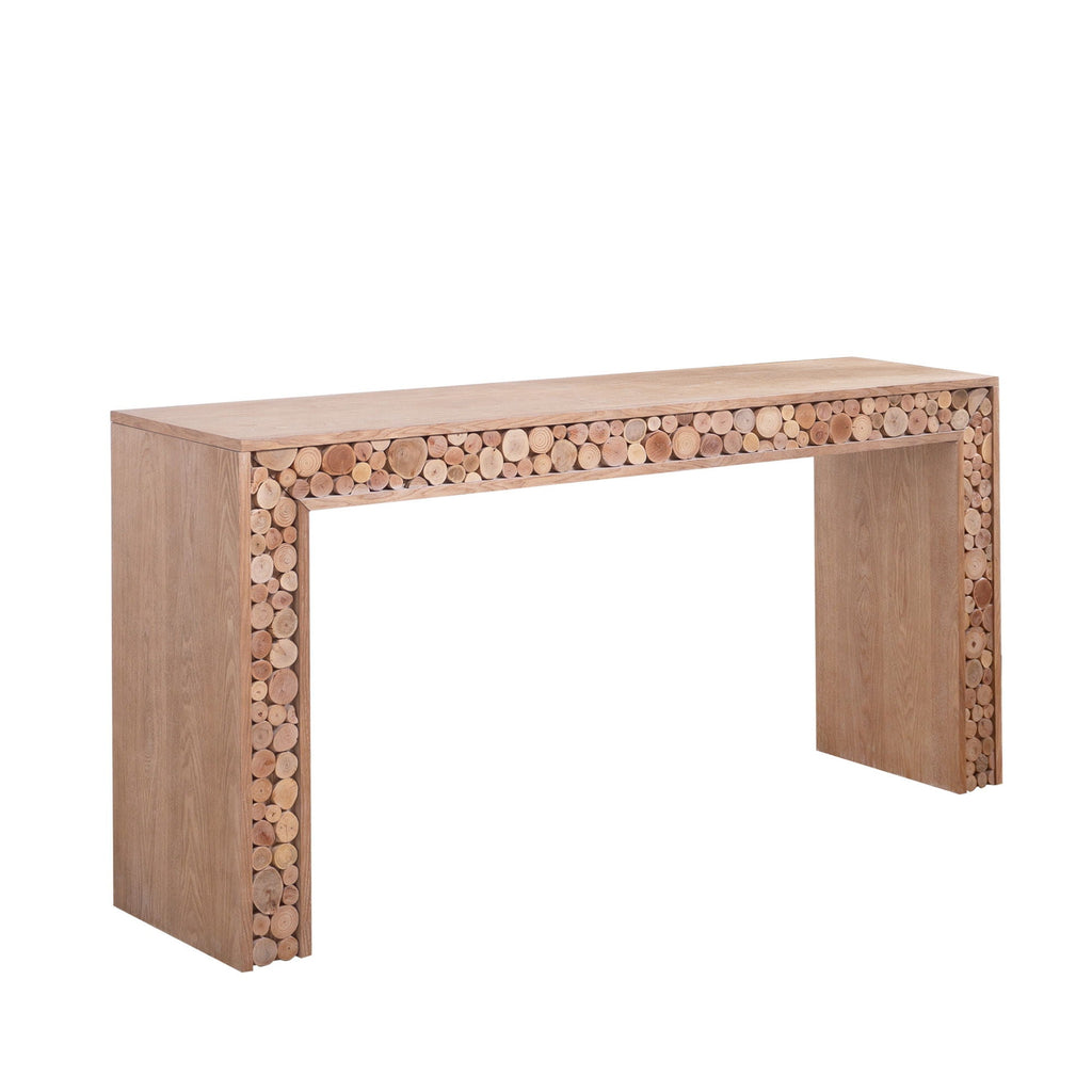 Rustic Wood Console Table With Natural Log Accents, Entryway Table, Narrow Sofa Table, Hallway Accent Table, Modern Farmhouse Style - Natural