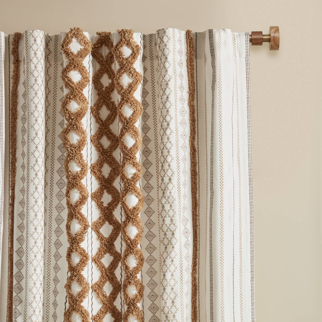 1 PC 50x84' Cotton Printed Window Panel with Chenille Stripe and Lining