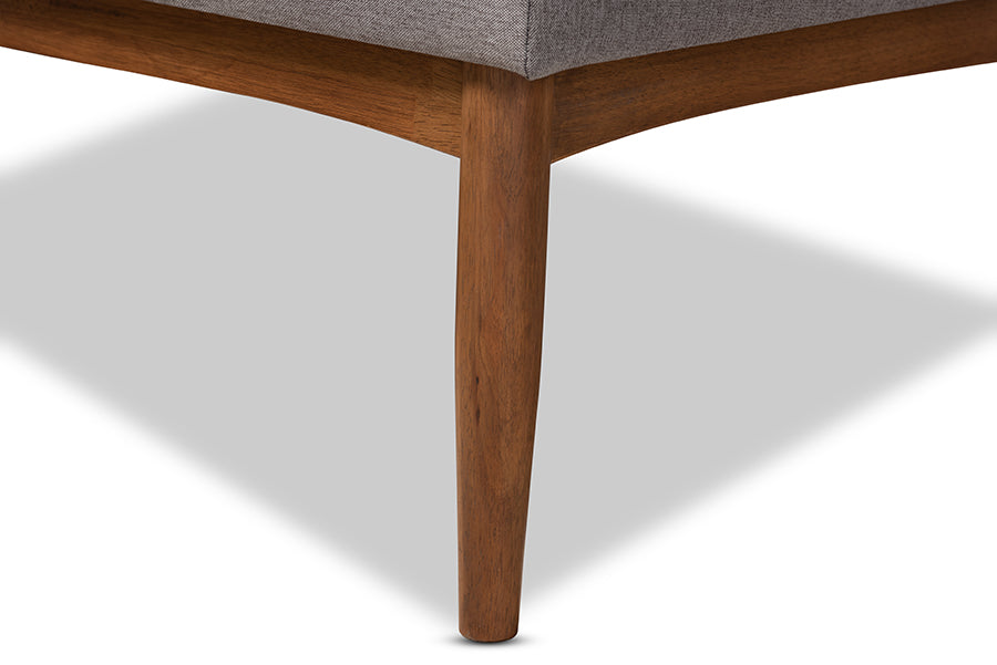 Baxton Studio Arvid Mid-Century Modern Gray Fabric Upholstered 2-Piece Wood Dining Nook Banquette Set