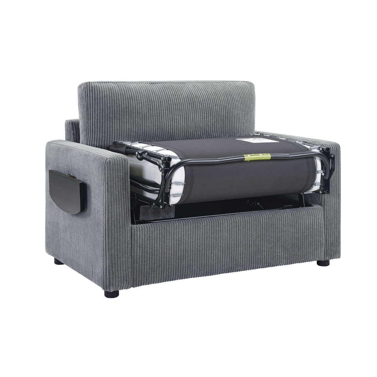 Sleeper Sofa With Foldable Mattress, USB Ports, Side Table & Storage Pocket