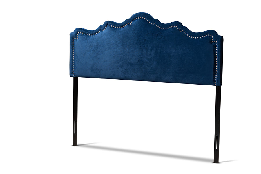 Baxton Studio Nadeen Modern and Contemporary Royal Blue Velvet Fabric Upholstered Full Size Headboard