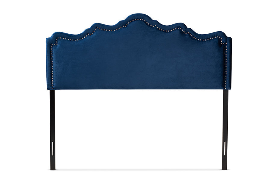 Baxton Studio Nadeen Modern and Contemporary Royal Blue Velvet Fabric Upholstered Full Size Headboard