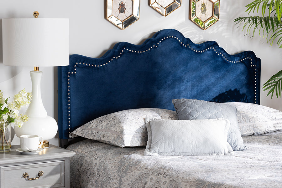 Baxton Studio Nadeen Modern and Contemporary Royal Blue Velvet Fabric Upholstered Full Size Headboard