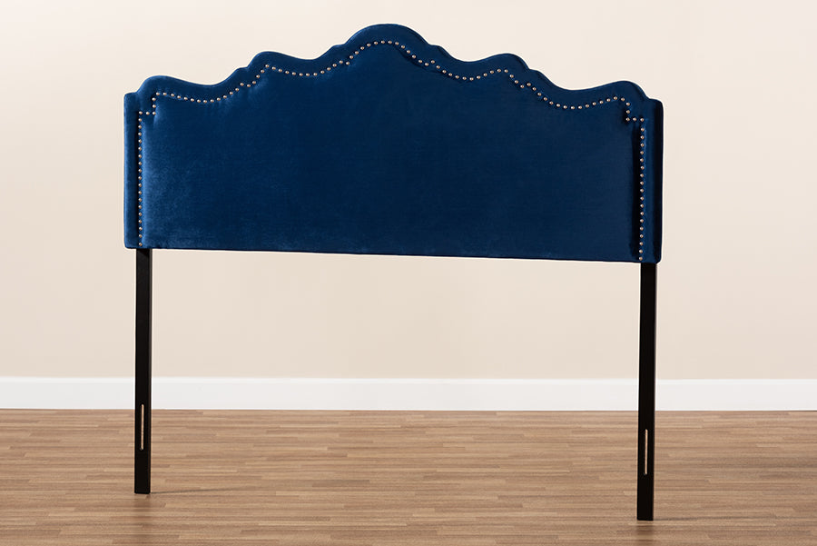 Baxton Studio Nadeen Modern and Contemporary Royal Blue Velvet Fabric Upholstered Full Size Headboard