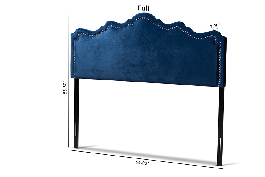 Baxton Studio Nadeen Modern and Contemporary Royal Blue Velvet Fabric Upholstered Full Size Headboard