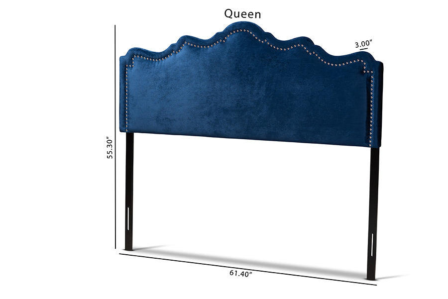 Baxton Studio Nadeen Modern and Contemporary Royal Blue Velvet Fabric Upholstered Full Size Headboard