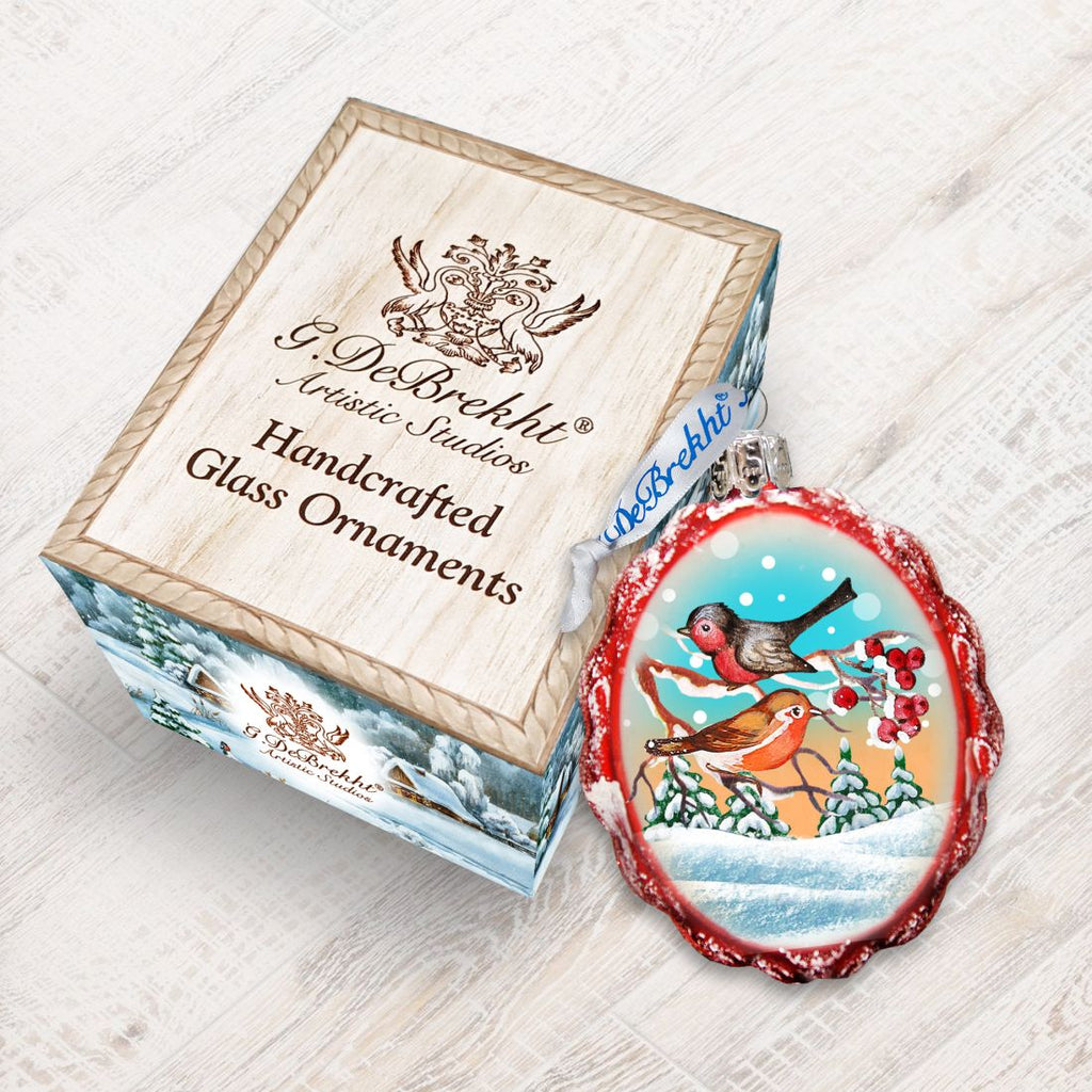 Singing Birds Mercury Glass Ornament by G. DeBrekht - Wildlife Holiday Decor - 771015