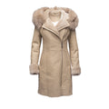 Gracies Hooded Sheepskin Shearling Jacket with Fox Fur