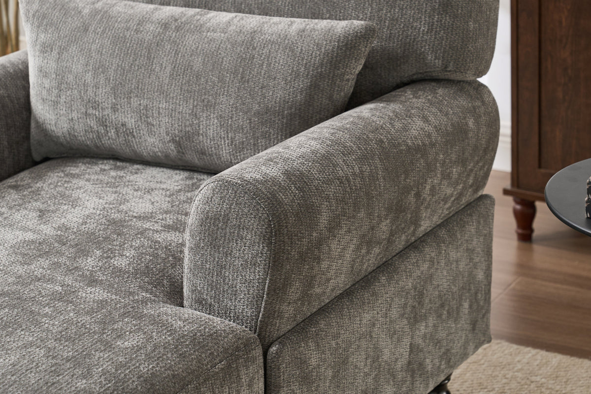 Modern Grey Upholstered Chaise Lounge Sofa Recliner