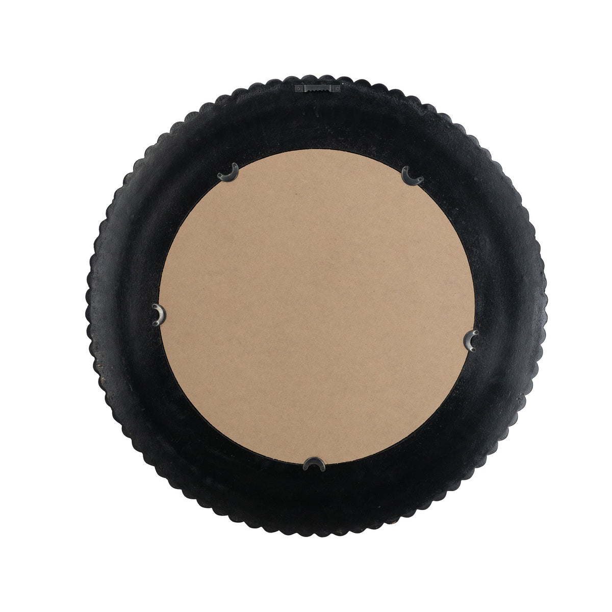 D26.5' Round Black and Gold Wooden Accent Mirror with Woven Texture