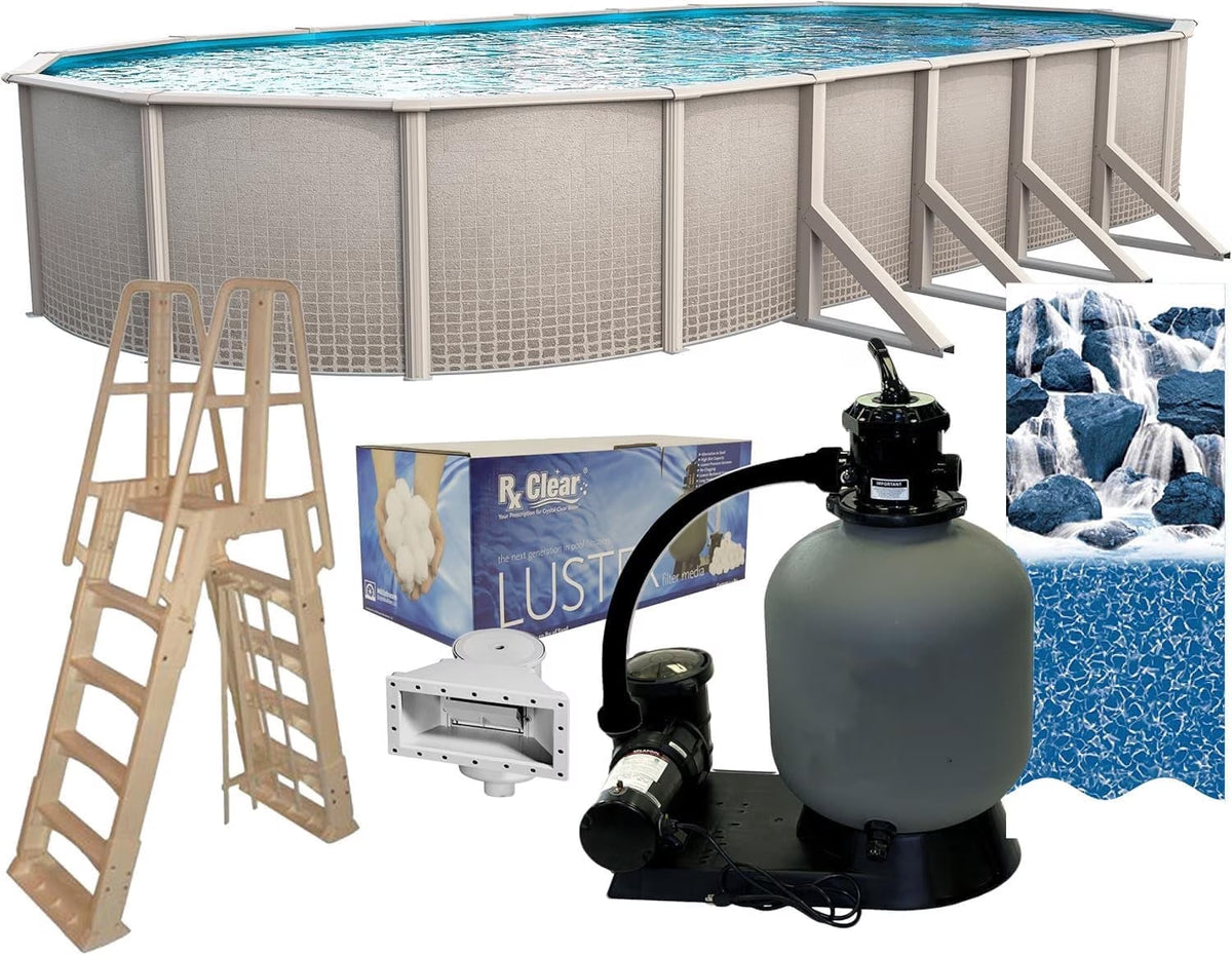 Impressions 18' X 33' Oval 48" Wall Above-Ground Swimming Pools, Full Start-Up Kit