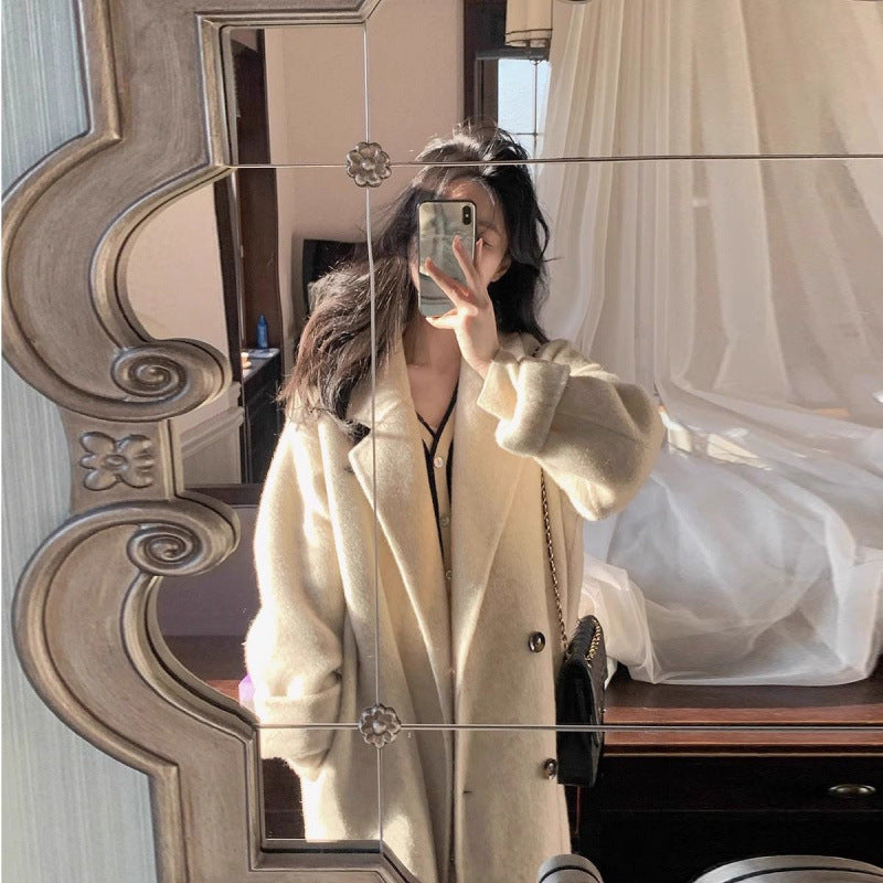 Womens Stylish Mid-length Slimming Wool Coat
