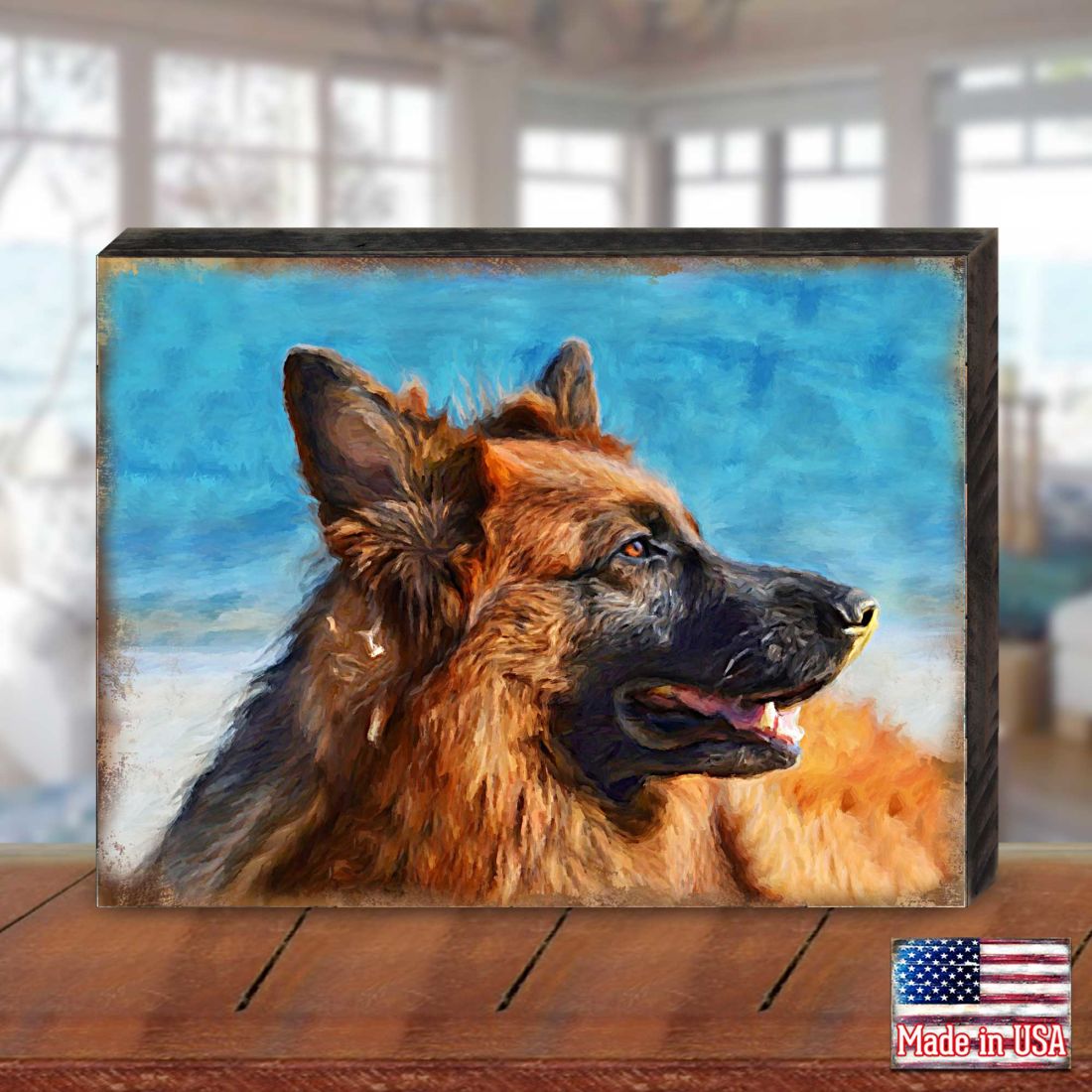 Amadeus German Shepherd Wooden Wall Art by Nature Wonders - Pets Dog and Cats Decor - 95343B