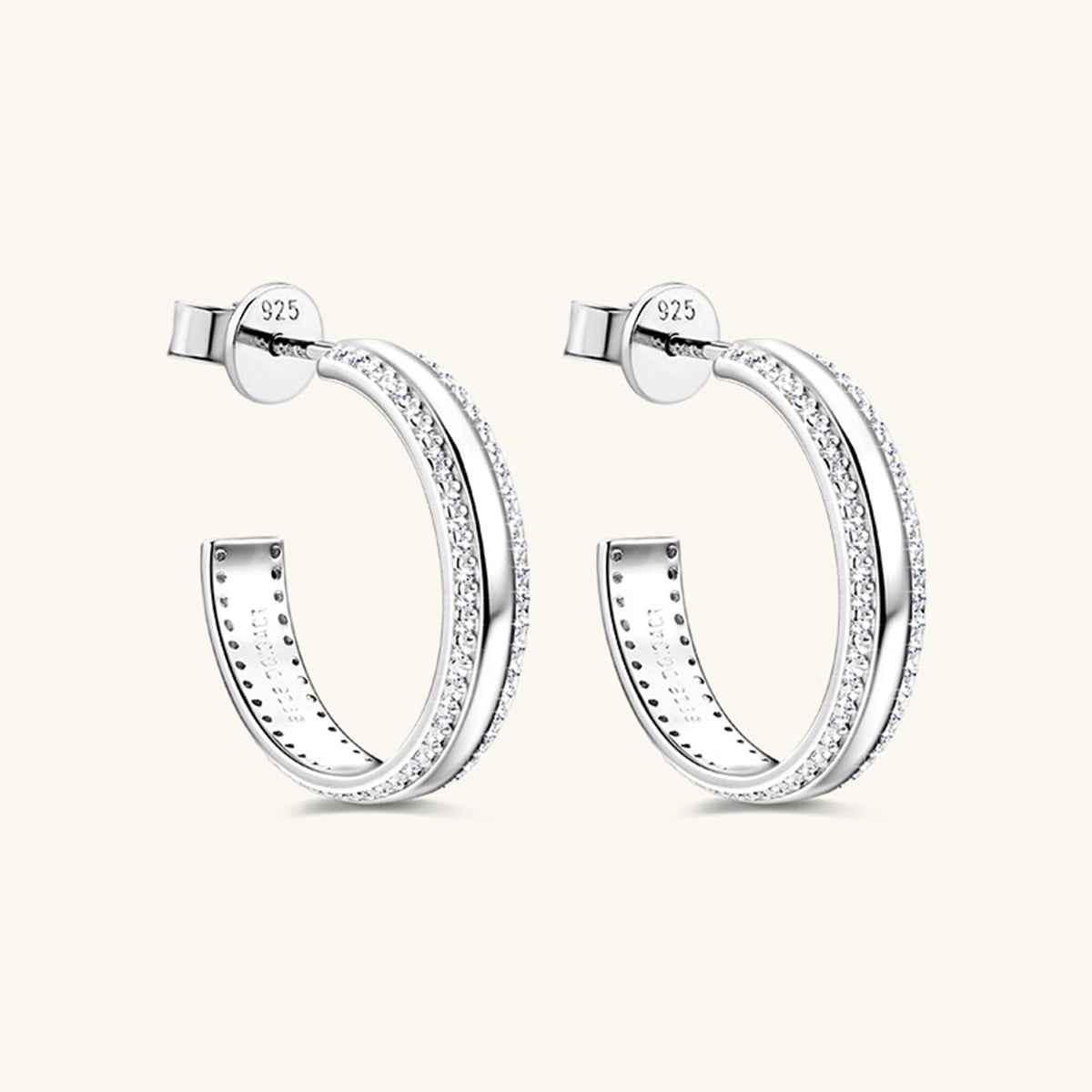 Pure Sterling Silver Inlaid Sparkala™ C-Hoop Earrings
