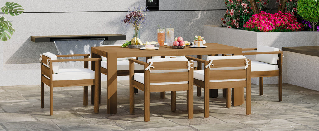 TREXM 7-Piece Patio Dining Table Set for 6