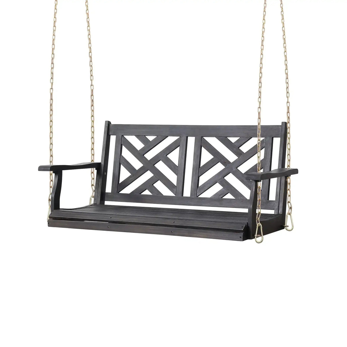 Alejandro Acacia Wood Porch Swing with Slat Panel Seating