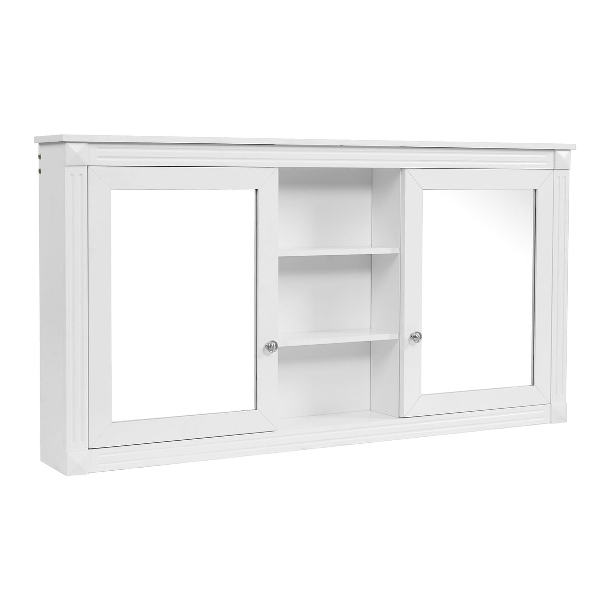 Modern Wall-Mount 2 In 1 Mirror Cabinet With Adjustable Shelves, Soft-Closing Hinges