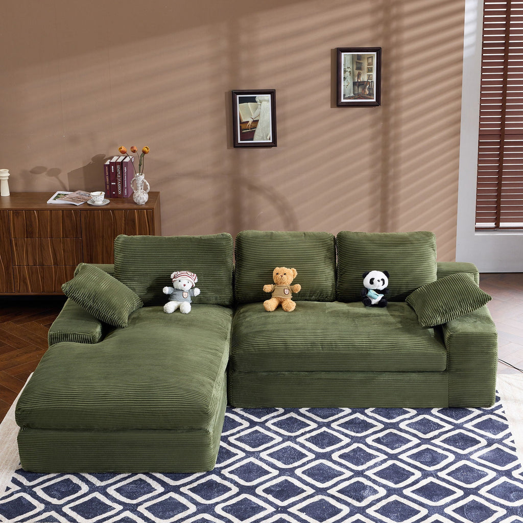 Compressed Sofa With 3 Back Cushions, 2 Throw Pillows