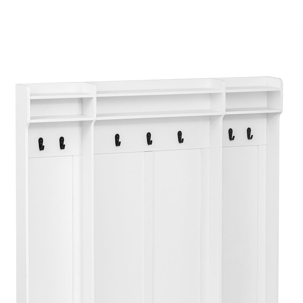 5 In 1 Entryway Bench With Coat Rack, 7 Sturdy Hooks, 2 Spacious Drawers And Adjustable Shelves