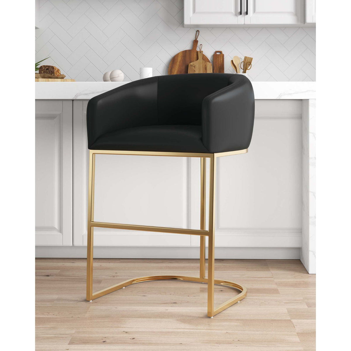 Mid-Century Modern Stool With Steel Base