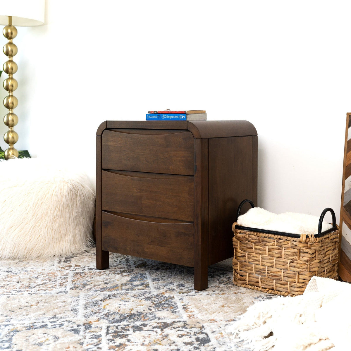 Lionel - Nightstand 3 Drawer Bed Side Table - Brown