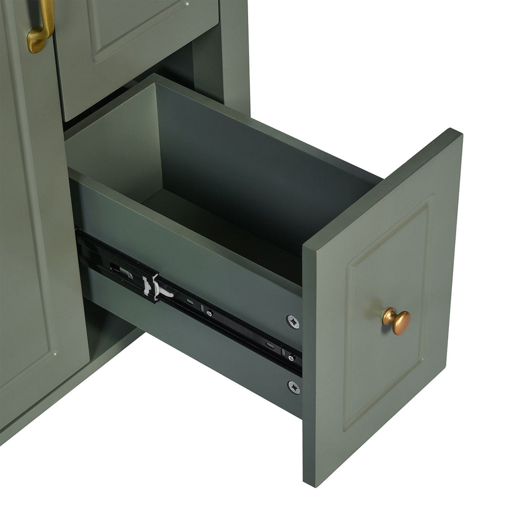 Elegant Bathroom Vanity With Ceramic Sink, Soft Close Doors And Drawers, Double Storage Racks