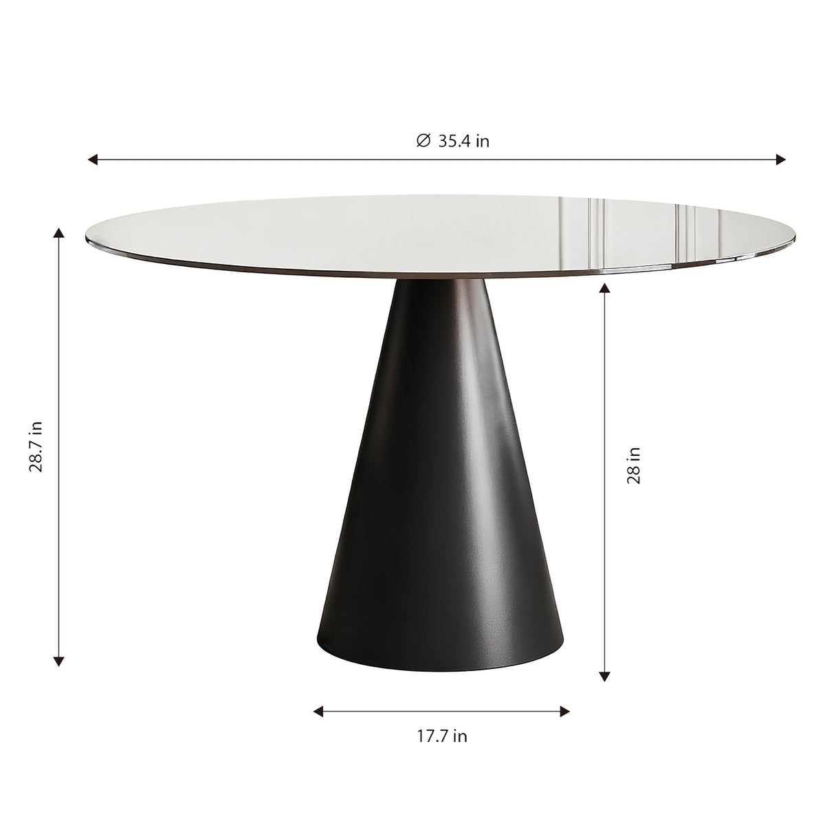 Round Dining Table for 2-4 People - Black / Brown