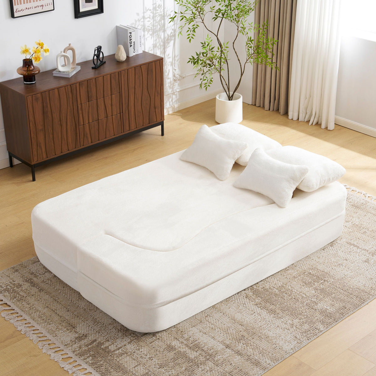 Modern Floor Sofa With 4 Pillows