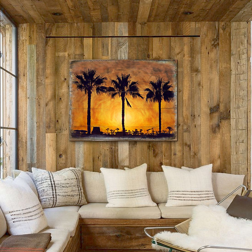 Spates Palm Trees in Sunset Wooden Wall Art by Nature Wonders - Nature Wildlife Decor  - 95275B