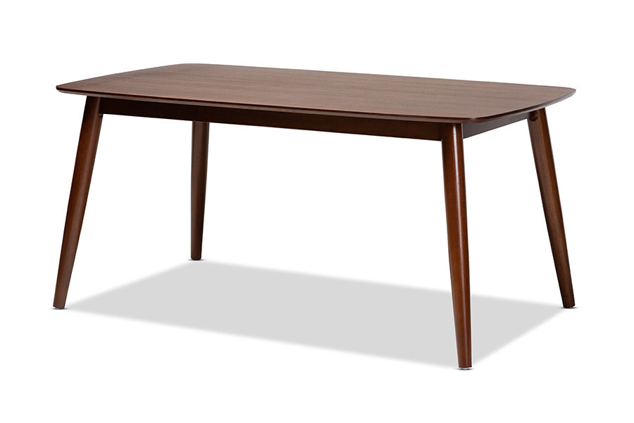Baxton Studio Aeron Mid-Century Modern Light Gray Fabric Upholstered Walnut Finished Wood 5-Piece Dining Set